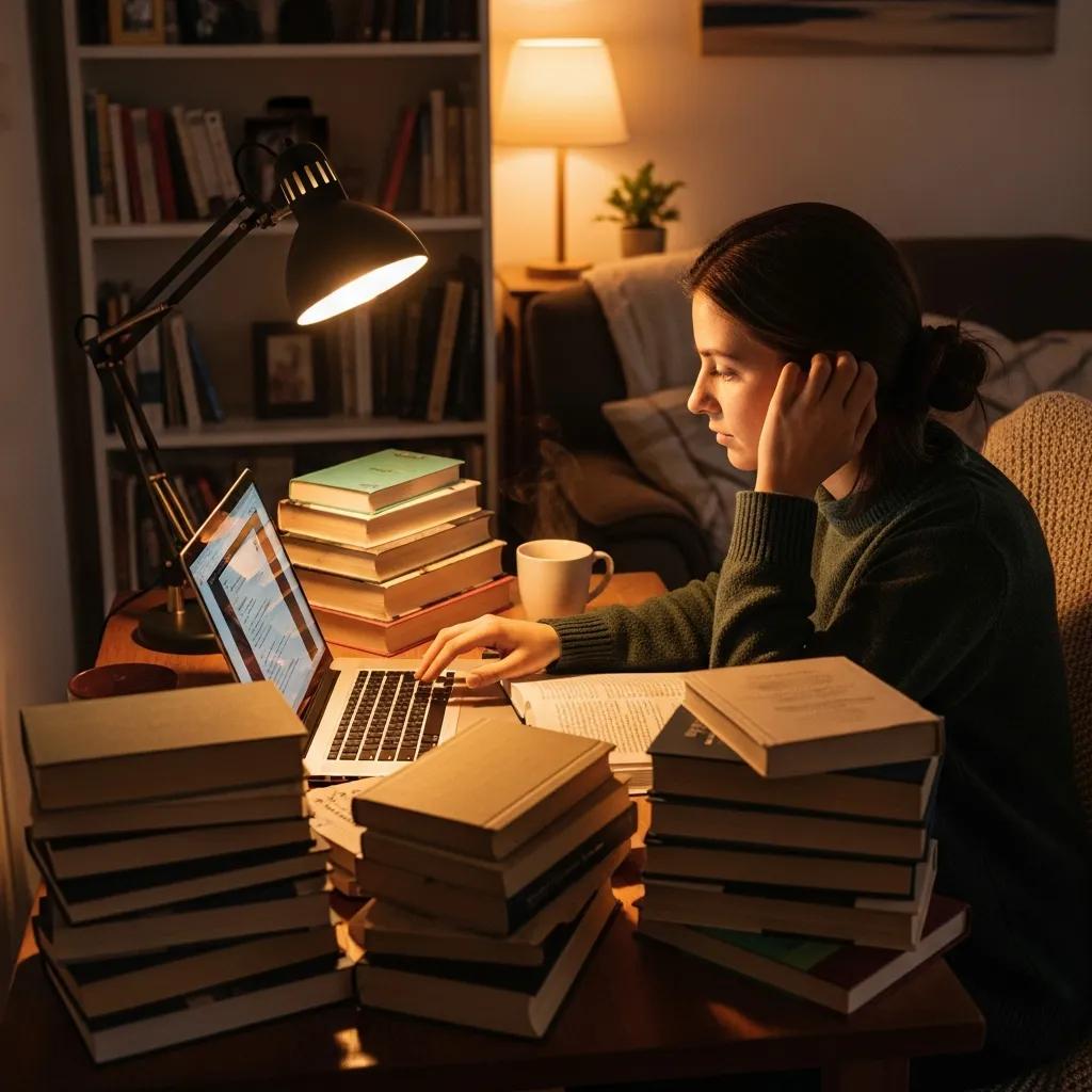 Individual studying online in a cozy home setting, emphasizing flexible learning