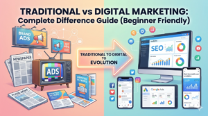Comparison between traditional marketing offline ads and digital marketing online platforms