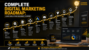 Complete Digital Marketing Roadmap: Learn Skills from Beginner to Expert Complete digital marketing roadmap showing beginner to expert learning path