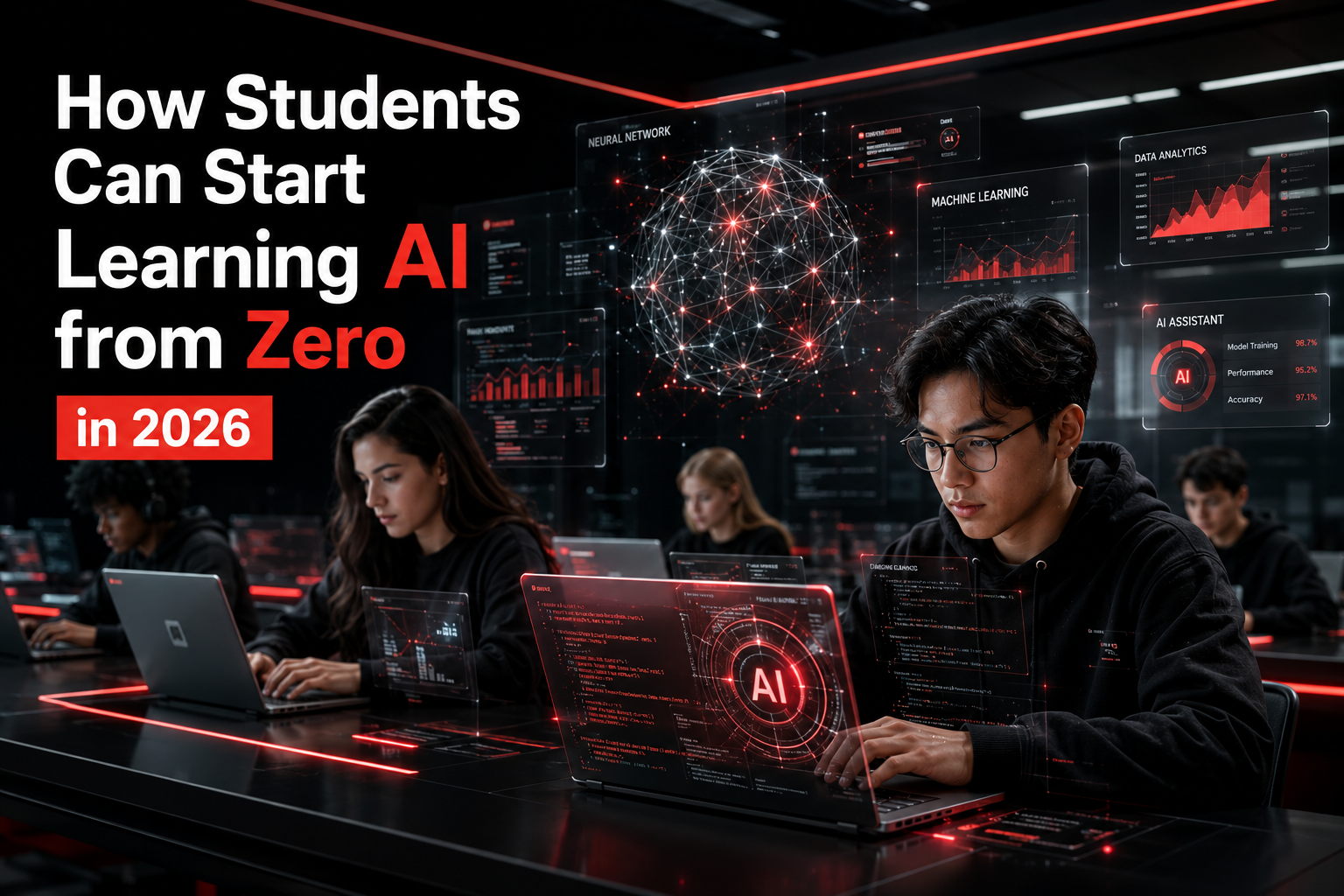 Students beginning their journey in artificial intelligence learning with modern tools