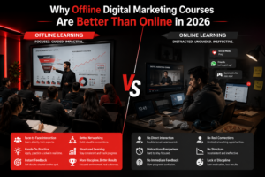 Comparison of offline classroom learning and online digital marketing courses in 2026
